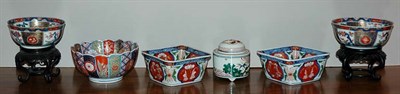 Lot 250 - Pair of Imari Porcelain Square Bowls; Together...