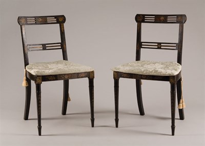 Lot 1617 - Pair of Regency Black Painted and Decorated...