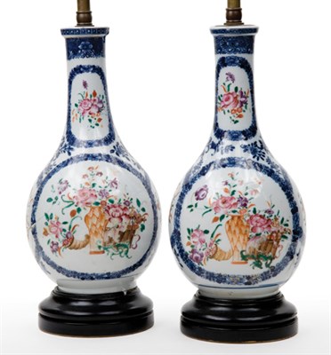 Lot 1507 - Pair of Chinese Famille Rose Blue Porcelain...