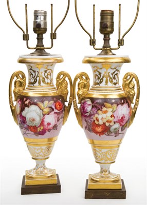 Lot 1622 - Pair of English Porcelain Two-Handled Vases...