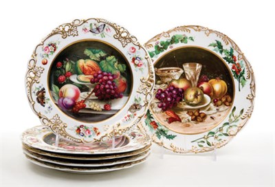 Lot 1624 - Set of Five English Porcelain Dessert Plates...