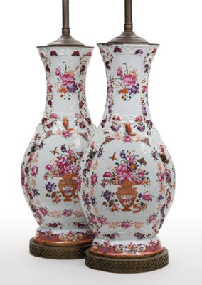 Lot 1483 - Pair of Chinese Famille Rose Porcelain Vases...
