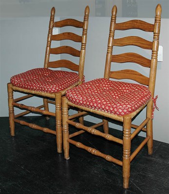 Lot 4215 - Set of Eight Provincial Style Fruitwood Ladder...