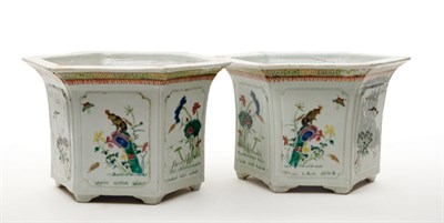 Lot 1258 - Pair of Chinese Export Porcelain Jardinieres...