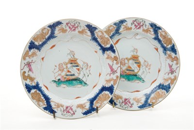 Lot 1301 - Pair of Chinese Export Armorial Porcelain...
