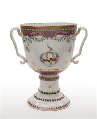 Lot 1311 - Chinese Export Armorial Porcelain Loving Cup...