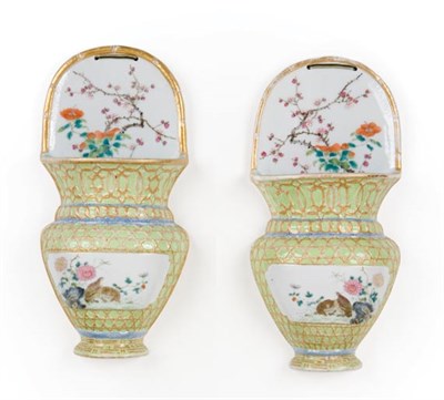 Lot 1261 - Pair of Chinese Famille Rose Porcelain Wall...