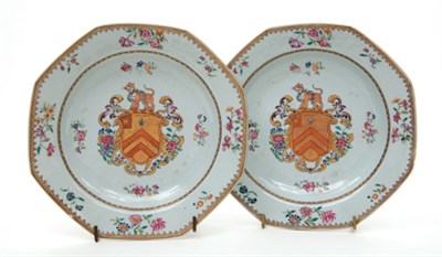 Lot 1323 - Pair of Chinese Export Armorial Porcelain...