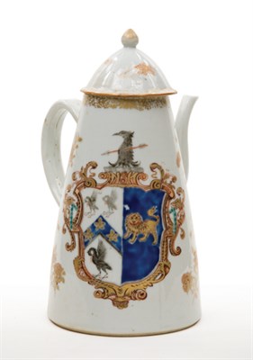 Lot 1326 - Chinese Export Armorial Porcelain Coffee Pot...
