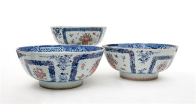 Lot 1283 - Three Chinese Export Porcelain Bowls Late 18th...