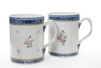 Lot 1335 - Two Similar Chinese Export Porcelain Mugs Late...