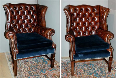Lot 513 - Pair of George III Style Leather and Velour...
