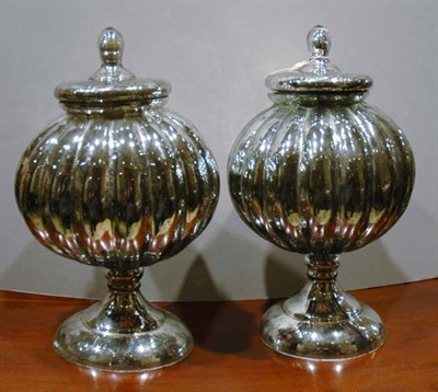 Lot 214 - Pair of Mercury Glass Style Melon-Shaped...