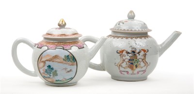Lot 1354 - Two Chinese Export Porcelain Teapots Third...