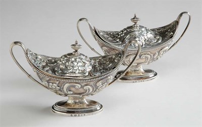 Lot 1226 - Pair of George III Silver Sauce Tureens...