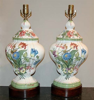 Lot 397 - Pair of Italian Floral Decorated Pottery...