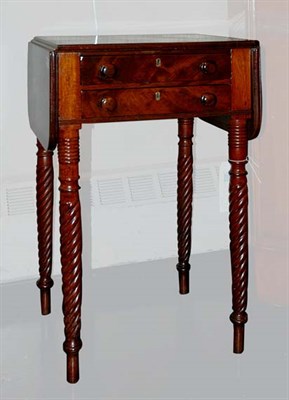 Lot 2035A - Late Federal Mahogany Drop-Leaf Work Table...
