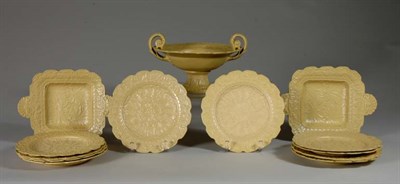 Lot 2229A - English Relief Molded Pottery Partial Dessert...