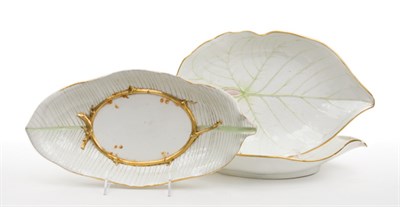 Lot 1633 - Pair of Wedgwood Pearlware Leaf Dishes Mid...