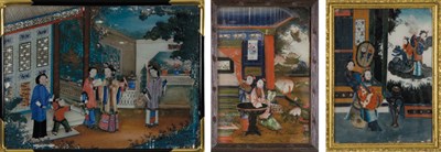 Lot 1359 - Group of Three Chinese Reverse Glass Paintings...