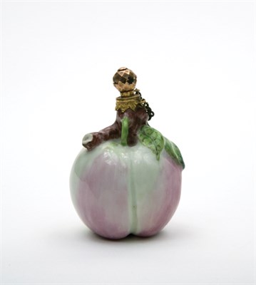 Lot 1650 - English Porcelain Gold Mounted Scent Bottle...