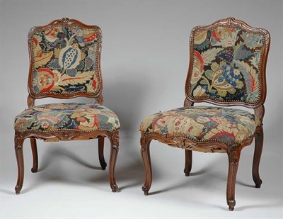 Lot 1506 - Pair of Louis XV Walnut Side Chairs 18th...