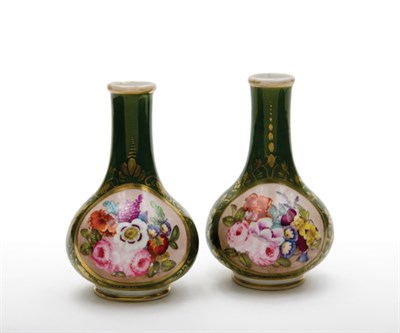 Lot 1595 - Pair of Derby Porcelain Miniature Vases Circa...