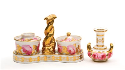 Lot 1599 - English Porcelain Miniature Inkstand Late 19th...