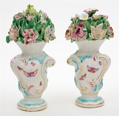 Lot 1194 - Two English Porcelain Flower Filled Vases...
