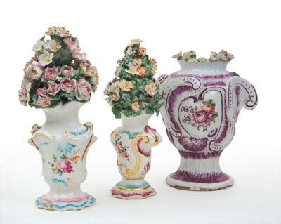 Lot 1192 - Two English Porcelain Flower Filled Vases...