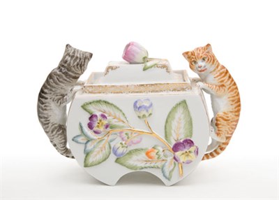 Lot 1512 - German Porcelain Covered Sugar Bowl 19th...