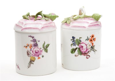 Lot 1574A - Pair of Meissen Porcelain Pomade Pots and...