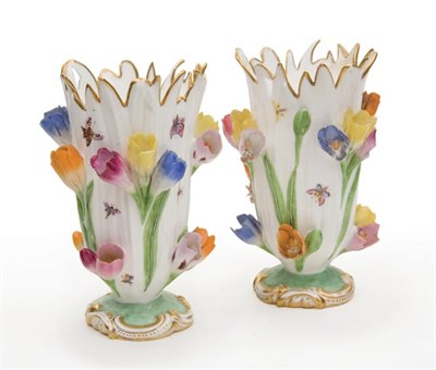 Lot 1582 - Pair of English Porcelain Crocus Spill Vases...