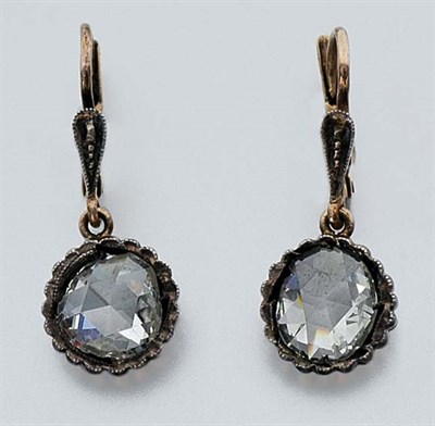 Lot 166 - Pair of Antique Diamond Pendant-Earrings