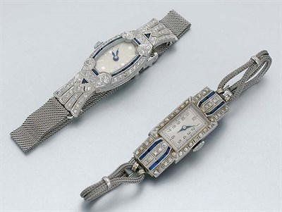 Lot 107 - Two Diamond and Synthetic Sapphire Wristwatches