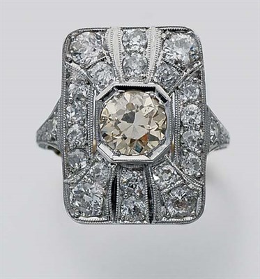 Lot 177 - Light Brown Diamond and Diamond Ring