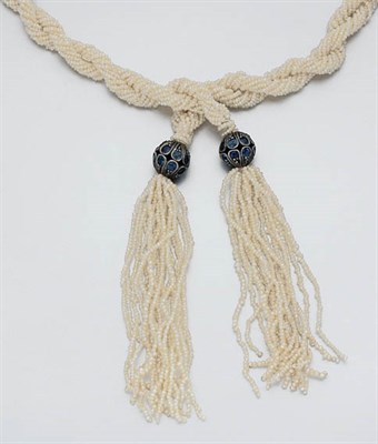 Lot 175 - Antique Seed Pearl and Sapphire Sautoir