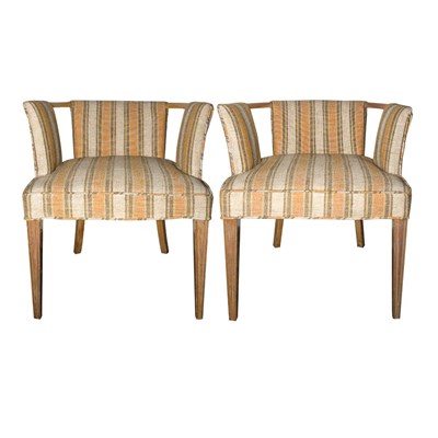 Lot 1327 - Pair of Art Deco Upholstered Fruitwood Tub Chairs