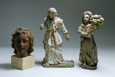 Lot 1185 - Two Continental Baroque Polychrome Decorated...