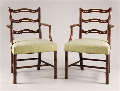Lot 1184 - Pair of George III Mahogany Open Ladderback...