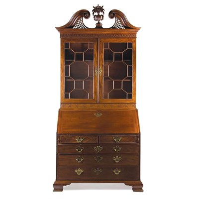 Lot 203 - Chippendale Mahogany Secretary Bookcase Desk...