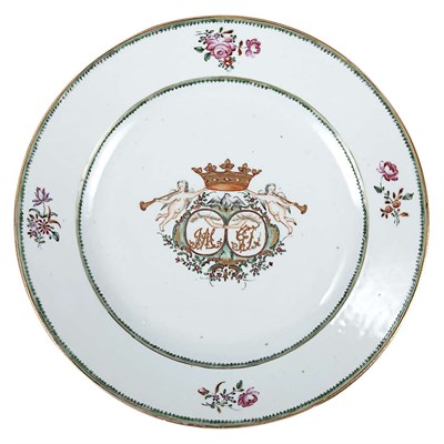 Lot 513 - Chinese Export Porcelain Marriage Plate Late...