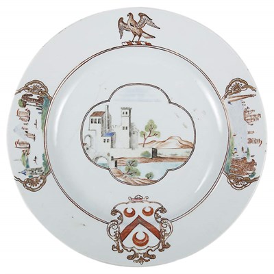 Lot 512 - Chinese Export Porcelain Armorial Plate Circa...
