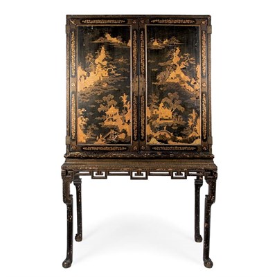 Lot 442 - Chinese Export Chinoiserie Decorated Black...