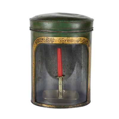 Lot 192 - English Green Painted and Gilt Decorated Tole...