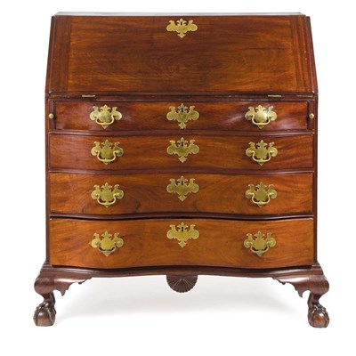 Lot 230 - Chippendale Mahogany Oxbow Desk Massachusetts,...