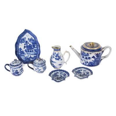 Lot 223 - Group of Seven Chinese Export Blue and White...