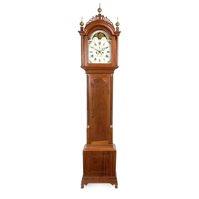 Lot 214 - Federal Mahogany Tall Case Clock Aaron Willard,...