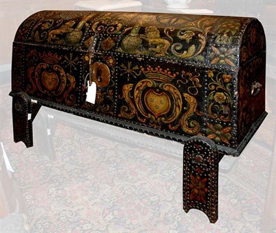 Lot 1094 - Continental Baroque Style Painted Leather and...