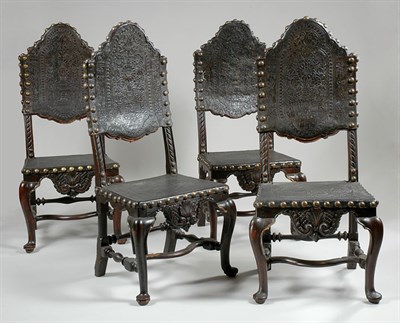 Lot 1151 - Set of Ten Portuguese Rococo Walnut Chairs...